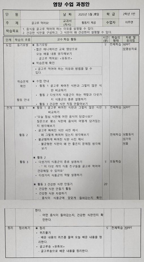 영양교사 교생실습 지도방문 9